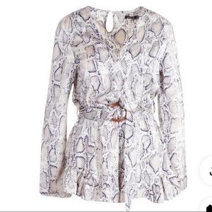 Snakeskin Satin Wrap Romper